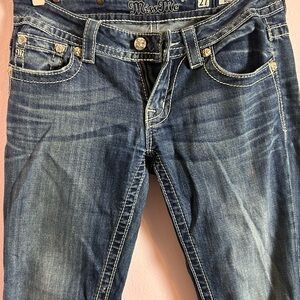 Miss Me Blue Boot Cut Jeans with Vintage Distressing